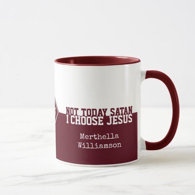 Taza Personalizado rojo NO ES HOY SATÁN Christian Mug (Derecha)