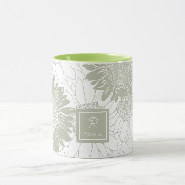 Taza Personalizado Sage Sunflowers (Centro)