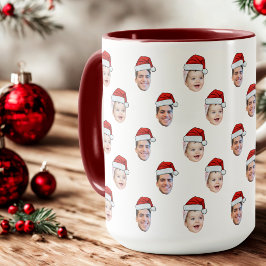 Taza Personalizado Santa Hat Face Navidades regalo 2 fo