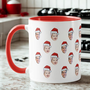 Taza Personalizado Santa Hat Face Navidades regalo 2 fo