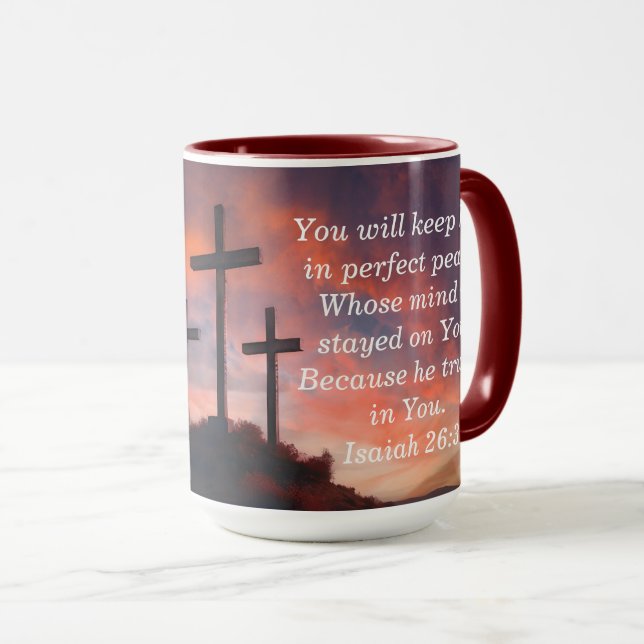 Taza Personalizado Scripture Faith Coffee Mug Isaiah 26 (Anverso derecho)