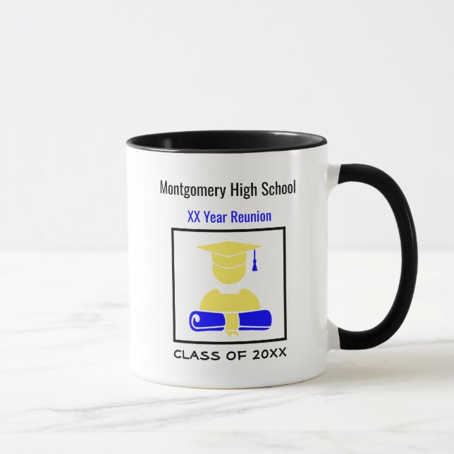 Taza Personalizado sindical de secundaria azul y amaril (Derecha)