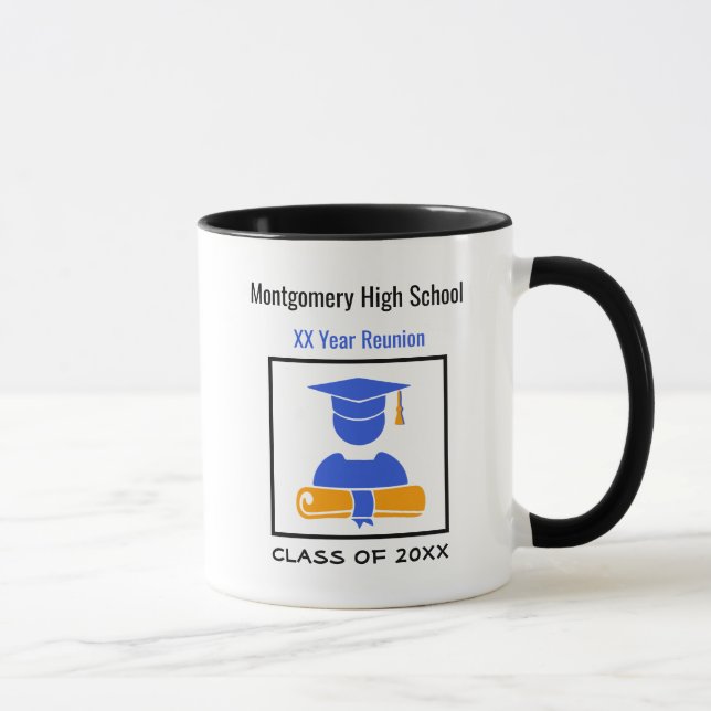Taza Personalizado sindical de secundaria azul y Naranj (Derecha)