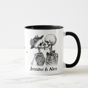 Taza Personalizado Skeleton Parejas Nombres Personaliza