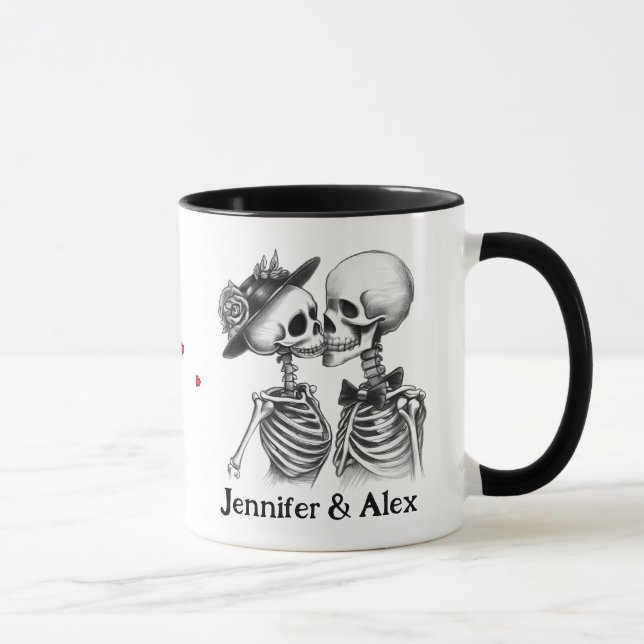 Taza Personalizado Skeleton Parejas Nombres Personaliza (Derecha)