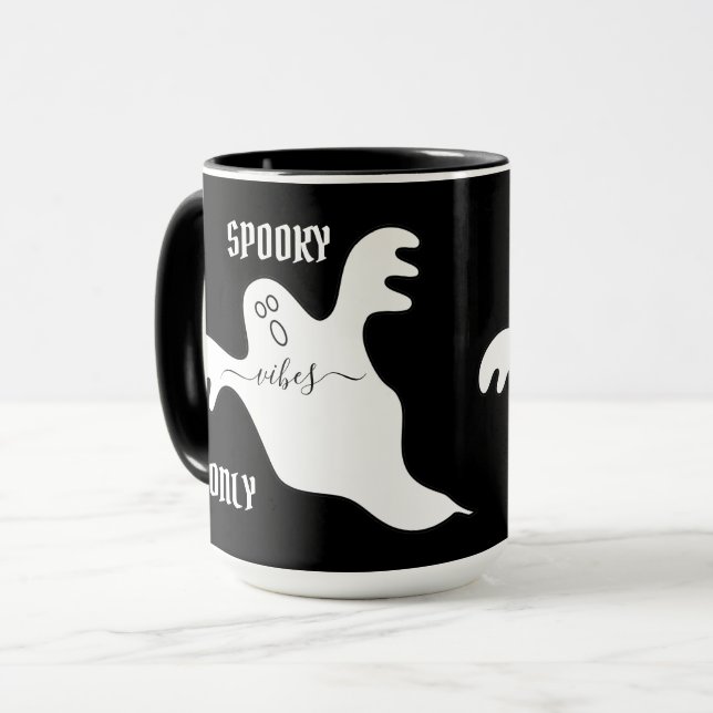 Taza Personalizado SPOOKY VIBES SÓLO Fantasma Halloween (Anverso izquierdo)