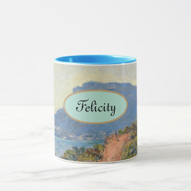 Taza Personalizado "Su Nombre" Claude Monet Mountain (Centro)