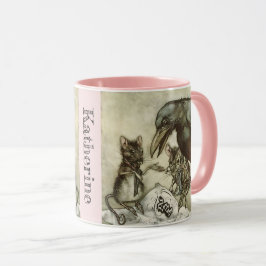 Taza Personalizado Su Nombre Vintage Crow Mice Rackham