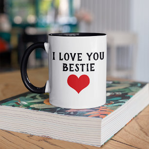 Taza Personalizado Te Amo Bestie Texto Corto Corazón Ro