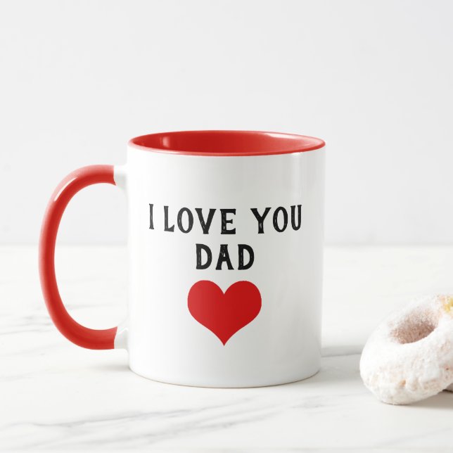 Taza Personalizado Te Amo Papá Mensajes De Texto Corazó (Con donut)