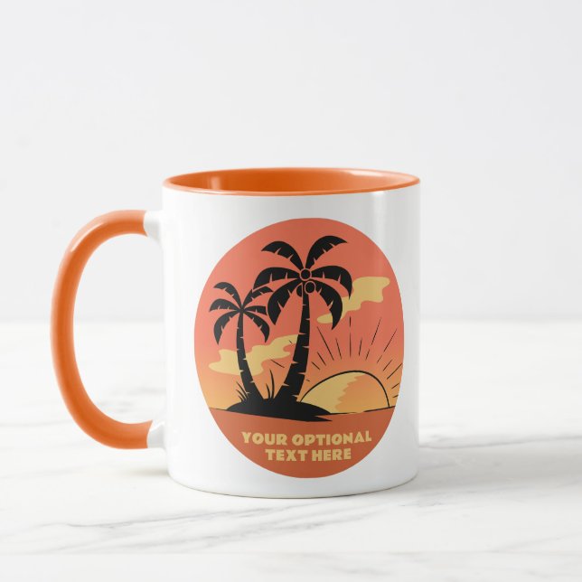 Taza Personalizado Texto Isla tropical Atardecer (Izquierda)