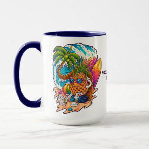 Taza Personalizado Texto Surfing Pineapple