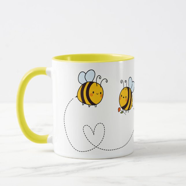 Taza Personalizado Textos Feliz Abejas de Amor (Izquierda)