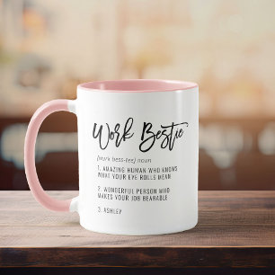 Taza Personalizado Textos Trabajo Bestie Fun CoWorker