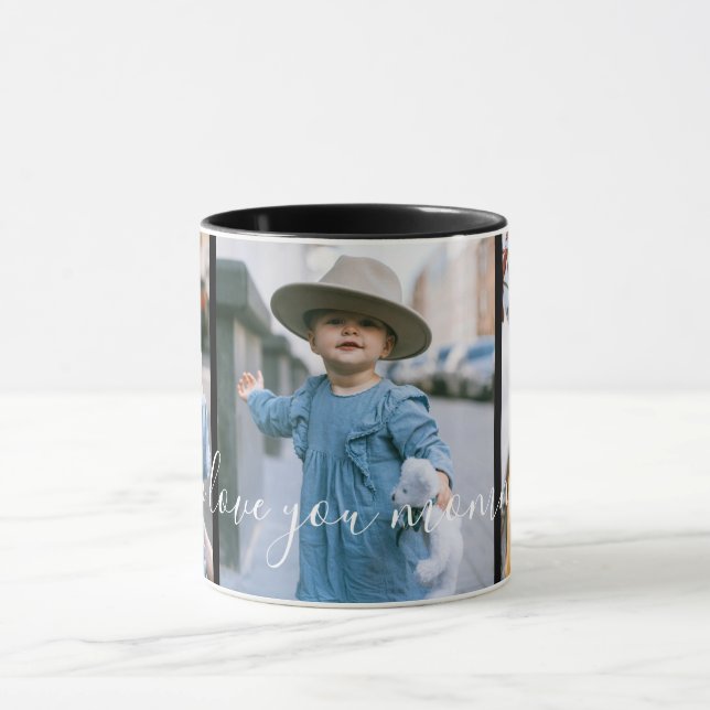 Taza Personalizado Tres Foto Te Amo Mamá Mug (Centro)