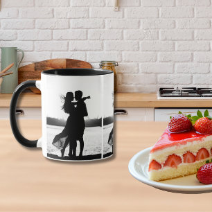 Taza Personalizado tres fotos lo hacen negro y blanco