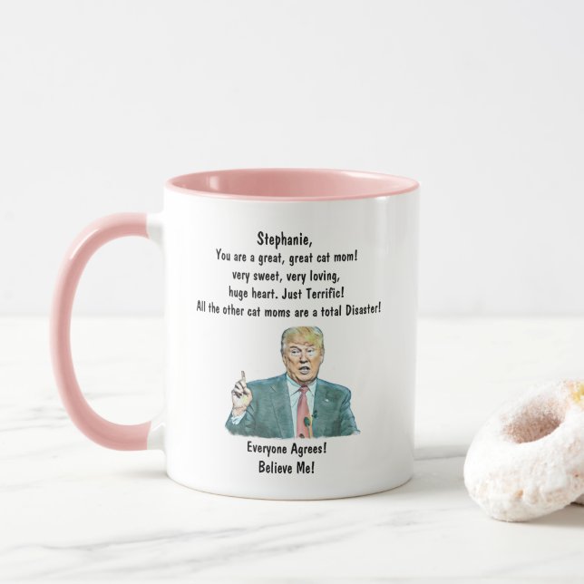 Taza Personalizado Trump Coffee Mug para la mamá del ga (Con donut)