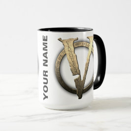 Taza PERSONALIZADO "V" de 15 oz con nombre café Mug