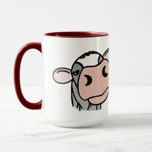 Taza personalizado vaca lechera blanco negro rosa besar