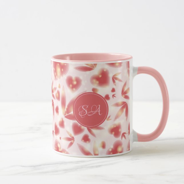 Taza Personalizado Valentine Day Corazones rosados bril (Derecha)