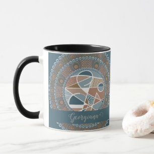 Taza Personalizado Verde azulado y oro Resumen de acent