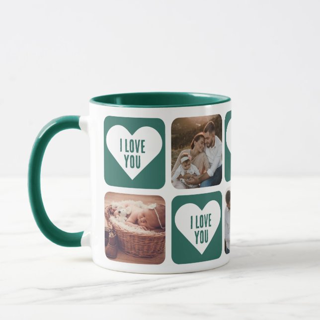 Taza Personalizado verde lindo foto que te amo (Izquierda)