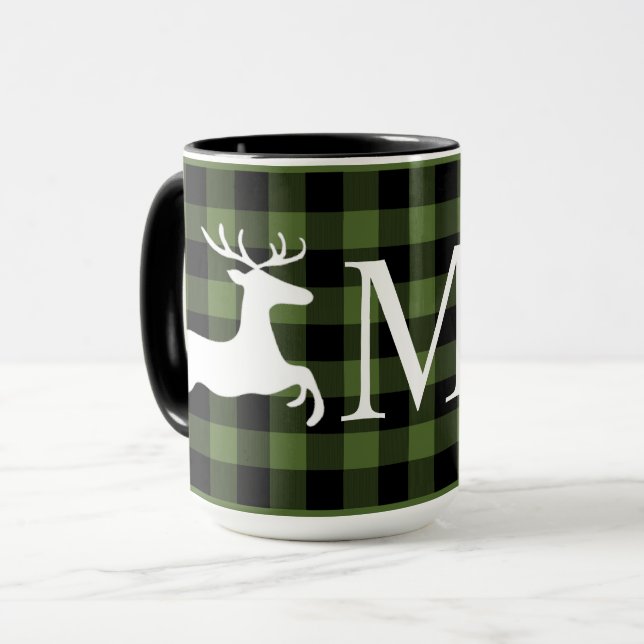 Taza Personalizado Verde Negro Búfalo Lumberjack Check  (Anverso izquierdo)