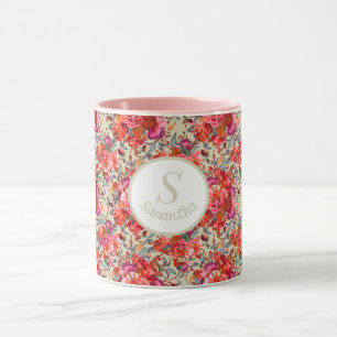 Taza Personalizado Vintage Fuchsia Blooms