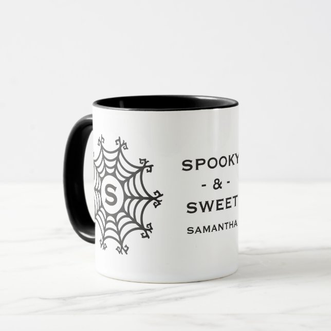 Taza Personalizado web Spooky & Sweet Spider Monograma  (Anverso izquierdo)