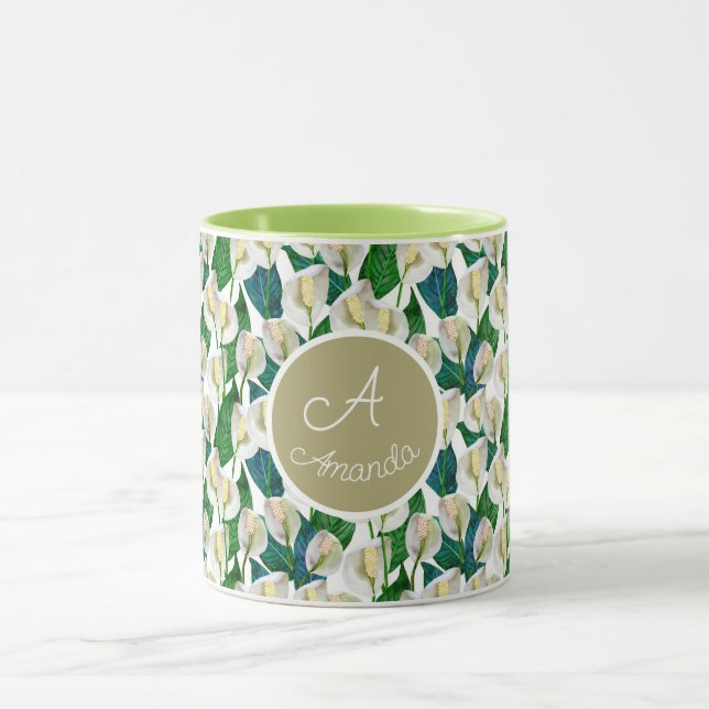 Taza Personalizado White Peace Lily (Centro)