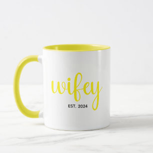 Taza Personalizado Wifey Año EST Aniversario de la pare
