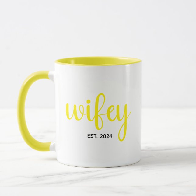 Taza Personalizado Wifey Año EST Aniversario de la pare (Izquierda)