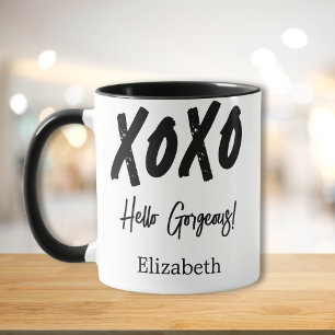 Taza Personalizado XOXO Hola Hermoso Día de San Valentí