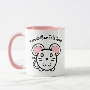 Taza PERSONALIZAR A Un Mousie Blanco Cute