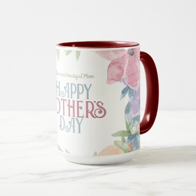 Taza Personalizar cuatro flores acuarela Día de la Madr (Anverso derecho)
