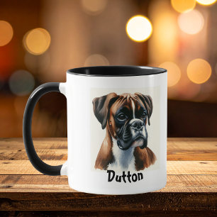 Taza Personalizar /Cute Boxer Acuarela Portriat Mug