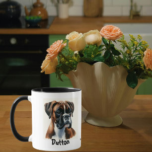 Taza Personalizar /Cute Boxer Portriat acuarela