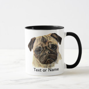 Taza Personalizar de este Pug - Perro acuarela