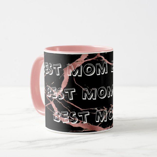 Taza Personalizar de mármol negro rosa de lujo (Anverso izquierdo)