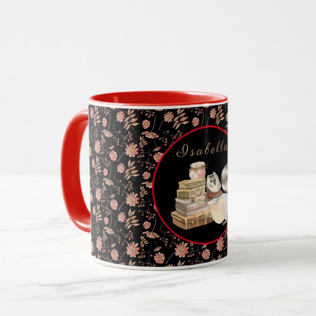 Taza Personalizar de Raccoon dulce texto y color (Anverso izquierdo)