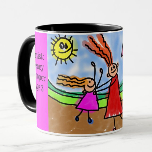 Taza Personalizar el arte de un niño Añadir nombre y ca (Subido por el creador)