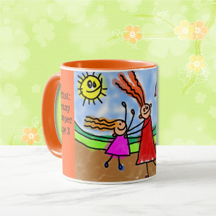 Taza Personalizar el arte de un niño Añadir nombre y ca