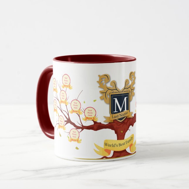 Taza Personalizar el mejor Collage de fotos de árbol fa (Anverso izquierdo)