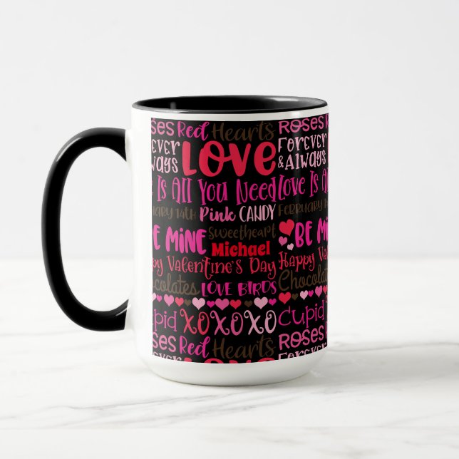 Taza Personalizar el nombre Día de San Valentín corazón (Izquierda)