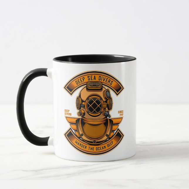 Taza Personalizar equipo de casco de buzo de aguas prof (Izquierda)