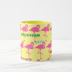 Taza Personalizar escuela de niñas Pink Flamingo feliz 