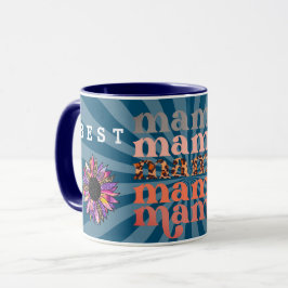 Taza Personalizar floral mejor mamá azul