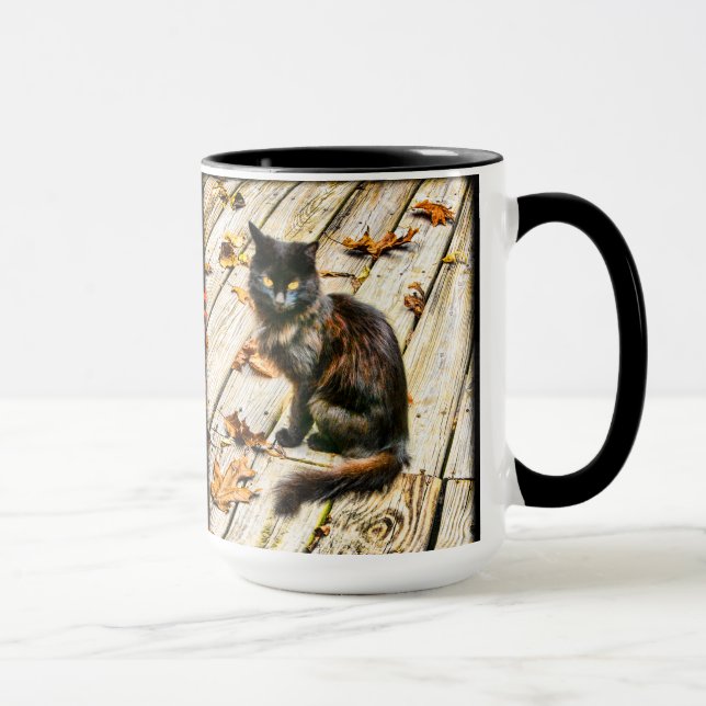 Taza Personalizar: Fotografía de Gato Negro de Hallowee (Derecha)