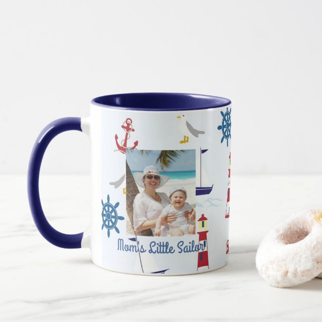 Taza Personalizar la náutica marinera de mamá (Con donut)