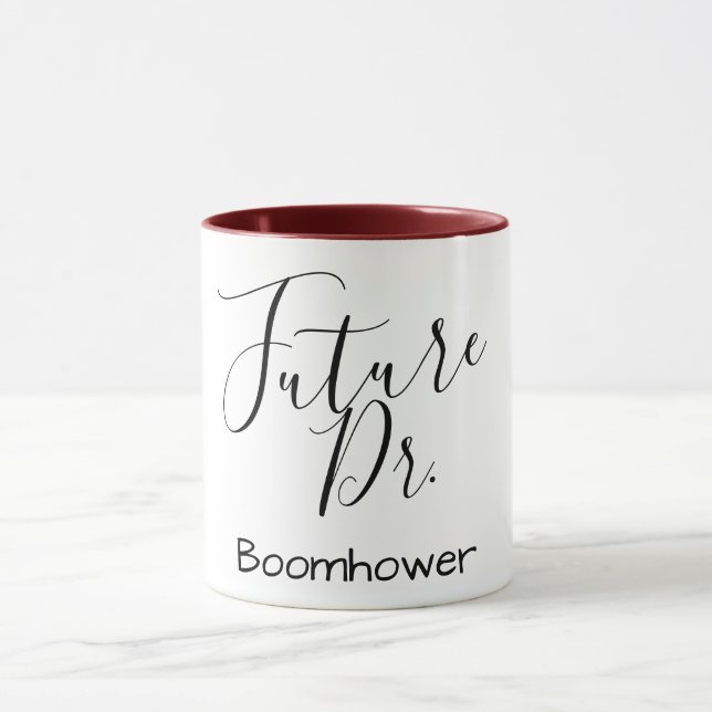 Taza personalizar nombre futuro médica juego de palabra (Centro)